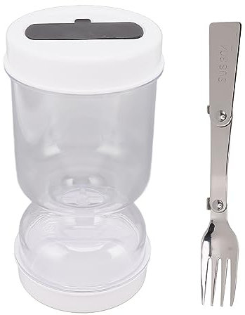 Tarro de Encurtidos con Tenedor, Recipiente de Almacenamiento de Encurtidos con Colador para Separador de Jugo de Pepinillos Húmedos y Secos, Recipientes Herméticos de Boca Ancha