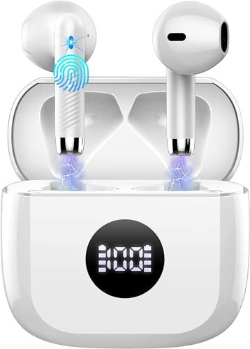 Jxrev Auriculares Inalámbricos Bluetooth, 40H Auriculares Bluetooth 5.4 HiFi Estéreo con 4HD Mic y Cancelacion Ruido ENC, Cascos Inalambricos con LED Pantalla, Ajuste Cómodo, IP7 Impermeable, USB-C