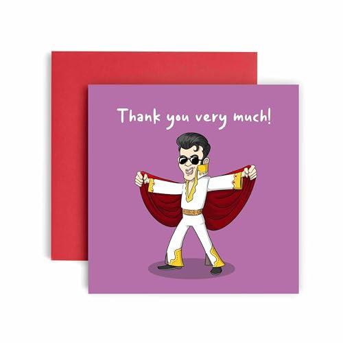 Huxters Dankeskarte – Elvis Thank You Very much Grußkarten für Freunde und Familie, Schwester, Mutter, Papa – humorvolle Wertschätzungskarte, 14,8 cm