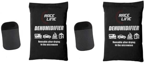 ADEPTNA Reusable 2 Pack Car Dehumidifier Bags and Dashboard Mounting Anti-Slip Mats for Car Van caravans Home Moisture Damp Killer Absorber (2 x 500 grams)