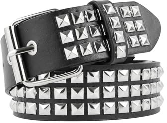 MILAKOO Nietengürtel Punk Ledergürtel für Frauen Männer Pyramidennieten Spiked Rock Gürtel für Jeans