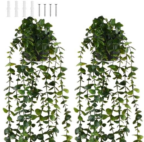 Plantas artificiales colgantes con macetas, 2 unidades de plantas artificiales con macetas, plantas artificiales colgantes, plantas artificiales en maceta, plantas artificiales como reales, plantas