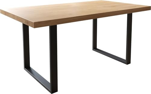 DELIFE Esszimmertisch Edge Eiche Natur 160x90 Kufe Schwarz Esstisch