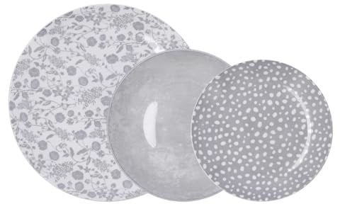 Bidasoa Aquilea Vajilla Porcelana 18 Piezas - 6 Personas Porcelana Apto Microondas Apilable