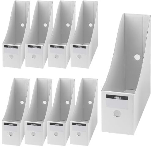 MUNGHOK 12 Stück Zeitschriftensammler Pappe Weiß, Stehsammler A4 Pappe, A4 Aktenhalter Stehsammler Kraftpapier Zeitschriftenhalter für Datei Ordner Bürobedarf