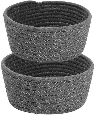 2 pcs paniers de rangement en corde de coton tressé, accessoires de table à langer de salle de bain, organiseur de panier tressé pour décoration de chambre enfant, jouets (gris)