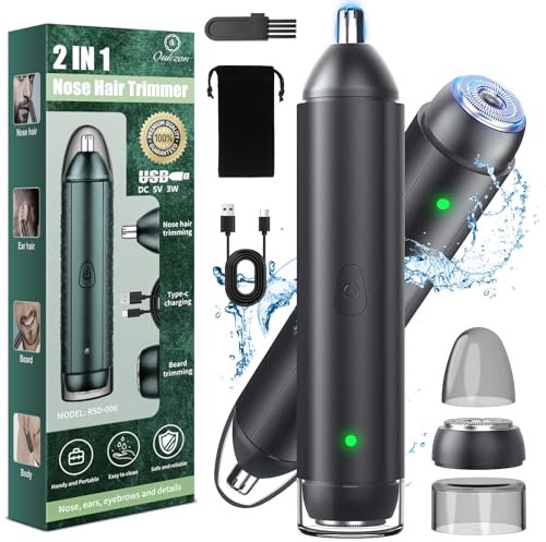 Nasenhaartrimmer Herren Frauen, Oukzon 2 in 1 Nasenhaarschneider Ohrhaarschneider Barttrimmer Gesichtshaarentferner- 2024 Professionelle USB Aufladbar Schmerzfrei Haartrimmer für Nasen, Bart, Gesicht
