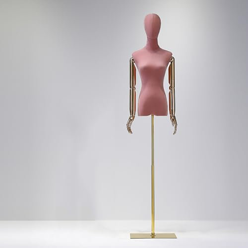 Generic Bunter Schaufensterpuppen-Torso, mit galvanisiertem Arm, Halbkörperpuppe, höhenverstellbarer Schneiderpuppe, Nähtorso und Metallsockel für Schaufenster,Pink b