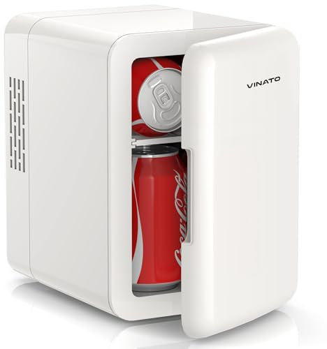 VINATO Mini Frigo da Camera, Frigorifero Piccolo AC/DC da 4L con Raffreddamento e Riscaldamento, Frigorifero Portatile per Auto, Piccolo Frigo per la Cura Della Pelle, Cosmetici, Bevande, Frutta, Cibo