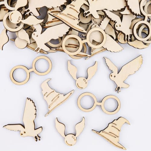 VIKY® Magier Happy Birthday Konfetti Holz, 100 Stück Wizard Streudeko, Tischdeko Geburtstag Deko, Zauberer Confetti für Kindergeburtstag, Magic Theme Party Supplies