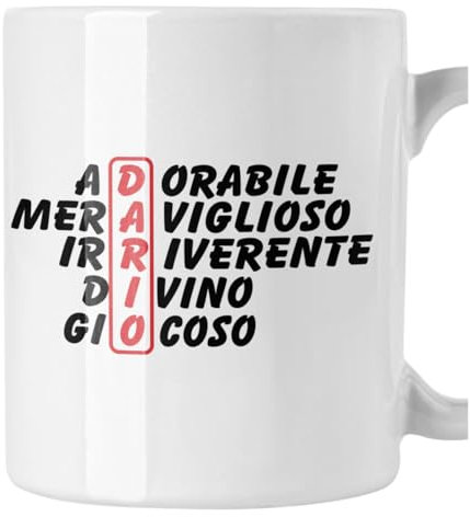 bubbleshirt Tazza Mug divertente con nome Dario e aggettivi simpatici Idea Regalo Compleanno Natale in ceramica