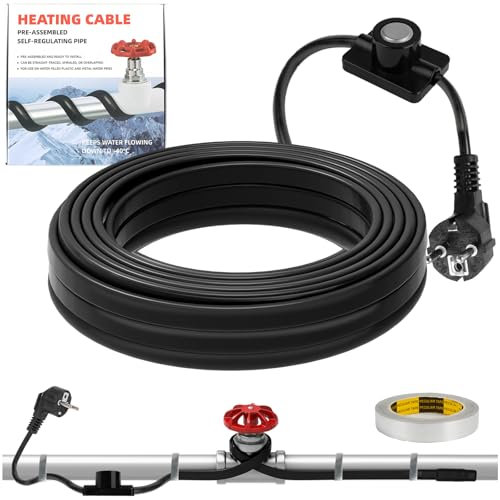 XDOVET Heizband für Wasserrohre mit Thermostat 4M, Selbstregulierendes Heizkabel Frostschutz-Wasserrohrheizkabel für Metall- und Kunststoffrohre 220V 25W/M