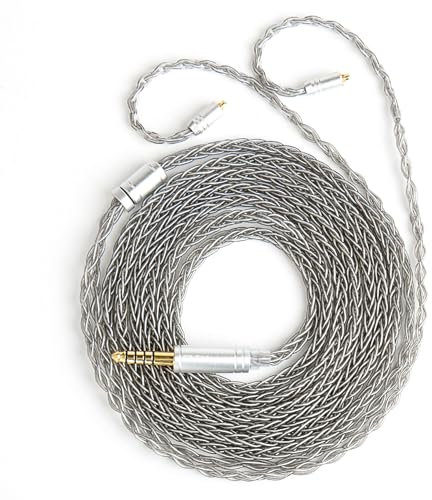 2M Extra Long MMCX IEM Cable, in Ear Monitor Replacement Earbuds Earphone Cable, KBEAR ST12 Plus 8 Core 4N OFC Silver-Plated HiFi Headphone Wire for TIN Audio T2 T3 Earphones (Grey, MMCX 4.4MM)