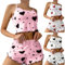 Ensembles de Pyjama Femme Sexy Vêtements de Maison Lingerie 2 Pièces Short et Caraco Costume Nuisette Set Vêtement De Nuit Classique Sleepwear Ensembles Pas Cher, Rose, S