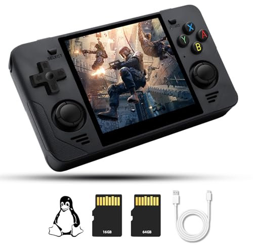 POWKDDY RGB30 Console Portatile, schermo IPS da 4.0 pollici Open Source Linux, supporto Console Retrogaming per battaglie online Wifi e uscita HDTV, con oltre 5500 giochi classici, 16+64G, Nero