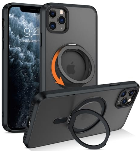 Telaso Magnetic Case for iPhone 11 Pro Max Case, [Compatible with MagSafe] with 360° Rotatable Ring Stand Slim Shockproof Protective Phone Cases for iPhone 11 Pro Max 6.5, Black