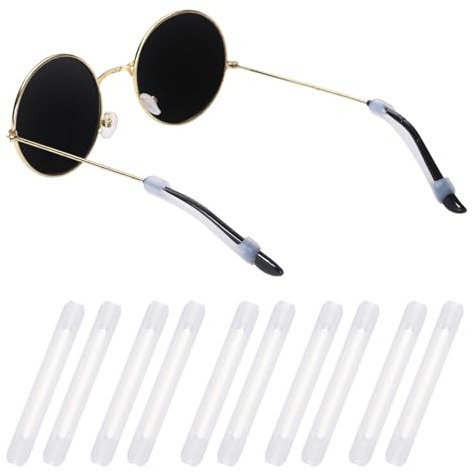 QUARKZMAN 5 Paire Manchons de Branches de Lunettes en Silicone Transparent | Antidérapants Élastiques Confortables Pour Lunettes De Soleil De Vue Quotidiennes,