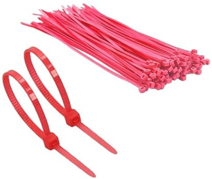 TERF® 100 Pcs Fluorescent Pink Cable Ties 200mm (8'') X 4.8mm Premium Nylon Zip Ties Wraps Secure Self Locking Mechanism Plastic Tie for Home Office Garden Garage Workshop DIY use