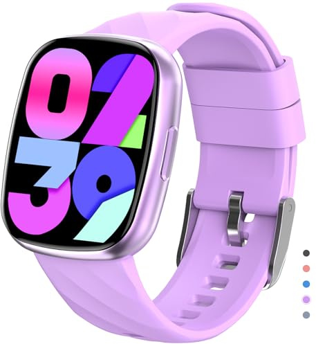 Ucani Kids Smart Watch 6-16 Years - IP68 Waterproof Fitness Tracker, 1.75 Touch Screen, Heart Rate & Sleep Monitor, 100+ Sports Modes, Gift for Girls Boys (Bright Purple)