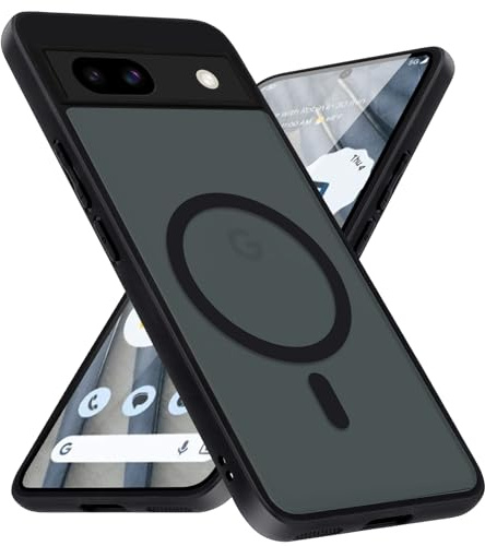 Xiltlly Magnetica Cover per Google Pixel 7a, Compatibile con MagSafe, Traslucido Opaco Custodia Antiurto Protettiva per Telefono Cellulare AntiGraffio Case per Pixel 7a 6.1 Pollici, Nero