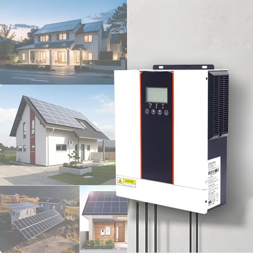 HTDRE Onduleur Solaire Hybride 4,2 kW-10,2 KW, 24/48 V vers 220-240 V, à Onde sinusoïdale Pure, contrôleur de Charge MPPT 120/160 A intégré, pour Batterie Plomb-Acide/Lithium (24 V 4,2 KW)