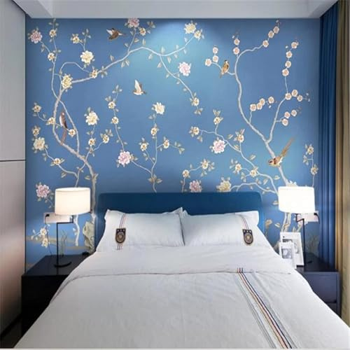 Peony Plum Blossom Bird 3D Wallpaper Easy Install Feature Office Living Room Sofa Bedroom TV Background Wall Decoration-250cm×170cm