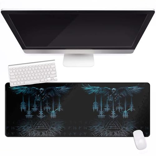 Viking mythology 100x50cm Large Mouse Mat 3D printed Odin raven Keyboard Mat With Non-slip Rubber Base Office Decor