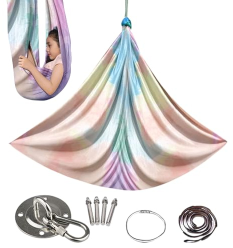 Dubbulon Aerial Tuch - Weicher Aerial Yoga Schaukel | Hängematten Fitness Dehnübungen Tragbare Ausrüstung für Indoor Fitnessstudio Training für Erwachsene Frauen Männer und Kinder