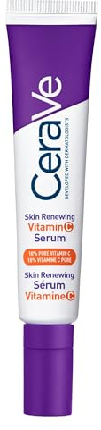 CeraVe - Skin Renewing Sérum Vitamine C, Sérum Visage Léger Booster d'Eclat, Hydratant 24h et Anti-Oxydant, 10% Vitamine C Pure et Acide Hyaluronique, Doux pour Tous Types De Peaux Même Sensibles