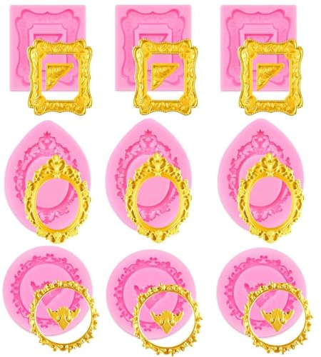 Picture Frame Chocolate Molds Silicone 9 Pcs Frame Molds Silicone for Candy