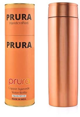 PRURA Bouteille d'eau en cuivre pur ayurvédique anti-fuite