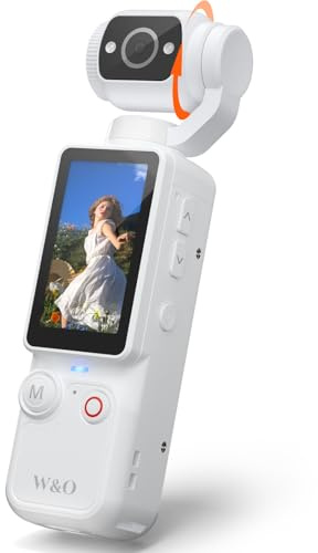 W & O Portable Video Recorder with 180° Rotating Lens, Vlogging Camera,Pocket Body Camera with Audio & Video Recording, 7Hour Power, Handheld POV Cameras with 32GB Card(White