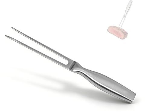 Zlokdraxy - Tenedor de carne de acero inoxidable de 27 cm, tenedor de barbacoa rígido con asa antideslizante, apto para lavar platos para carne, pescado y verduras