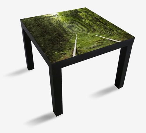 Wallario Möbelfolie selbstklebend/Aufkleber, Tischfolie geeignet für IKEA Lack Tisch - Möbeldeko Verwunschener Tunnel aus Bäumen in 55 x 55 cm