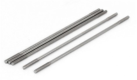 sourcing map Goujon Double Extrémité Fileté Vis Boulon 304 Inox Acier M4 x 150mm 5Pcs