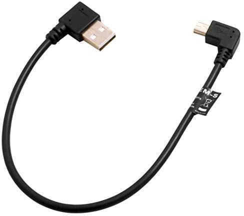 System-S Mini USB 90° Degree Left Angled Male to USB Type A (Male) Right Angled Cable 26cm
