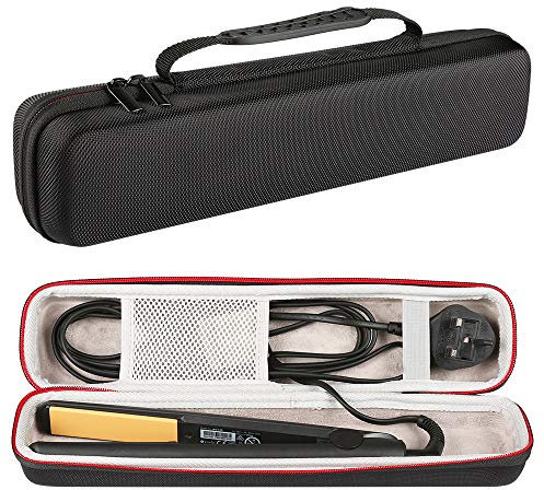 Faylapa Hartschalen-Reisetasche für Glätteisen, Glätteisen, EVA-Etui für den Urlaub (Zubehör nicht im Lieferumfang enthalten, schwarz)