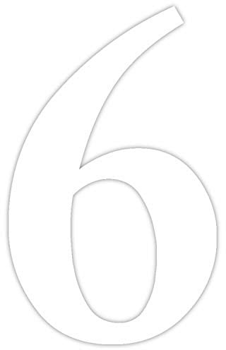 Zahlen-Aufkleber Nr. 6 in weiß I Höhe 50 cm I selbstklebende Haus-Nummer, Ziffer zum Aufkleben für Außen, Tür I wetterfest I kfz_467_6