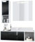 Vladon Badmöbel Komplettset La Costa, Made in Germany, Korpus in Weiß matt/Fronten in Schwarz Hochglanz, mit Aufsatzwaschbecken und LED Spiegel