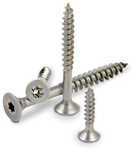 PROTECH 20 Stück Spanplattenschrauben 5x60 Edelstahl A2 und TX25 und Teilgewinde Innensechsrund Holzschrauben TORX Senkkopf