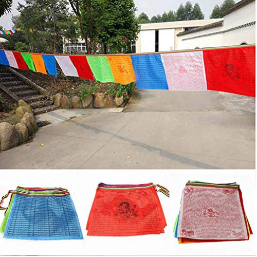 Oulensy Fromme Markierungsfahnen Tibet Lung TA Banner Gebetsfahne Kunstseide Senki Wind Pferd Flagge Farbe drucken Schrift Streamer 28x25cm