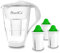 PearlCo 2L Glas Wasserfilter Krug mit 3 alkalischen Filterkartuschen - basisches Wasser durch 5 Stufen Filtration - Aktivkohle und Ionenaustausch-Filter-System - weiß