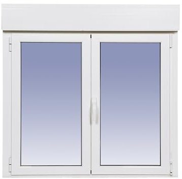 Ventanastock Aluminio RPT 1200x1155 Practicable Oscilobatiente 2 hojas con persiana motorizada, lamas de aluminio y cristal climalit