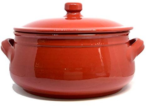 Colì, Tegame in Terracotta con Coperchio, Tegame Artigianale, Rosso, Diametro 27 cm