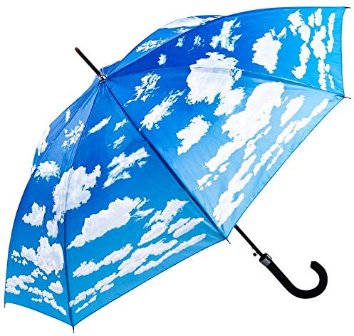 LUCKYWEATHER Regenschirm Stockschirm Damen/Herren Motiv Wolken Auf-Automatik I Stockregenschirm groß und stabil sowie hochwertig verarbeitet I Regenschirme mit UV-Schutz