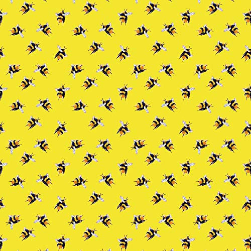 Baumwollstoff Bienen Stoff für Kleid Masken Quilten Stoff Hummel 140cm breit (gelb, pro halber Meter)