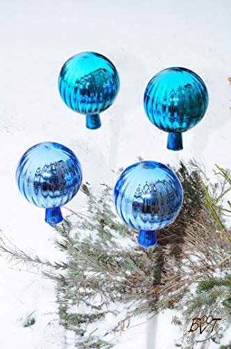 4 x Gartenkugel ca. 25 cm gross Form Kugel, klassische Kugelform handgefertigt türkis & hellblau Rosenkugel gartenkugeln, Sonnenfänger-Kugel, Sonnenfänger-Scheibe, Sonnenfängerscheiben, Gartendeko