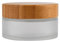 1 pot à crème rond vide en verre dépoli translucide de 100 g 100 ml avec couvercle en bois naturel et doublure intérieure pour crème corporelle, lotion après-shampooing, etc