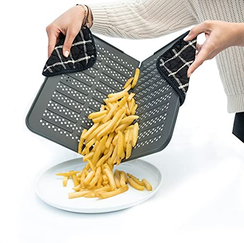 CÉCOA • Flexibles Backblech für Pommes Frites im Ofen • Antihaftbeschichtet, robust und praktisch • Einfaches Ausgießen • Ideal zum Backen, Grillen und Gemüse