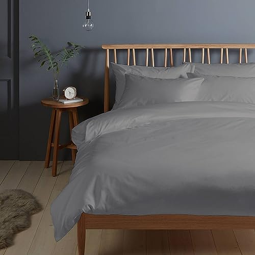 Pizuna Bettwäsche 200x210 + 65x65 Baumwolle 200x210 Aschgrau 400 Fadenzahl